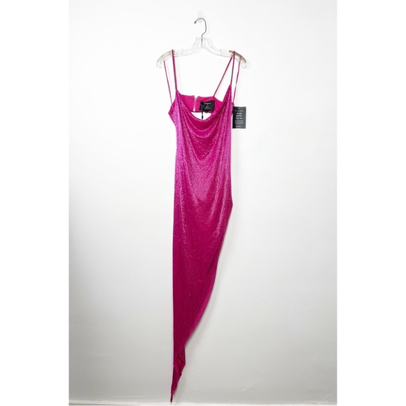 NWT Retrofete x May Mashiah Topaz Glass Beaded Dress In Fuschia L - Picture 2 of 13